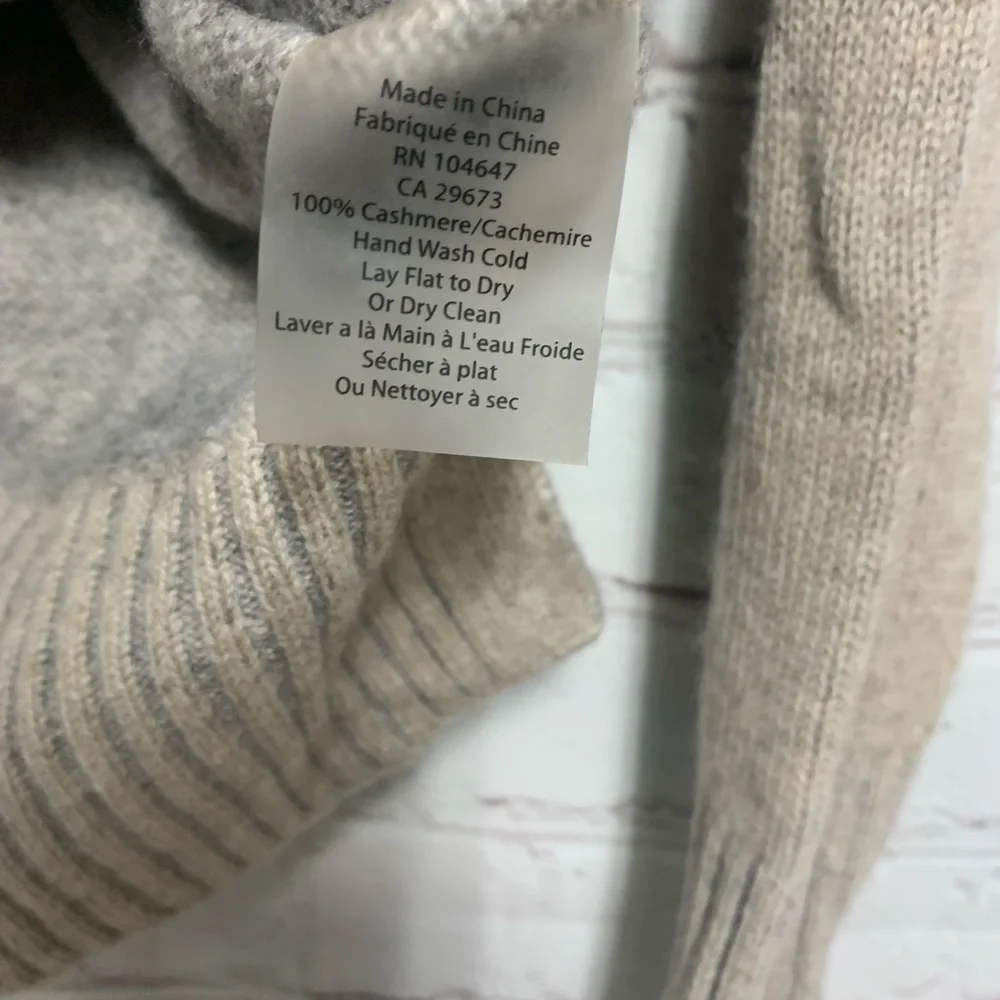 Kinross Cashmere Plait Funnel Neck Tan Gray Sweater Size XS 38” - Picture 4 of 5